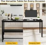 Rovibek Dining Table Set for 4 with 2 Benches – Space-Saving Kitchen Table Set for Kitchen & Dining Room, Black - Image 7