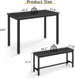 Rovibek Dining Table Set for 4 with 2 Benches – Space-Saving Kitchen Table Set for Kitchen & Dining Room, Black - Image 8