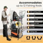 Rush Creek Creations Rod Holders for Garage Fishing Pole Rack Holds up to 12 Rods and Reel Combos - Mobile Garage or Shed Organizer car Fishing Gear Storage - Image 5
