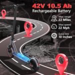 Maxshot Electric Scooter, 8.5" /10" /14" Tire, 16/19/22 Mph Top Speed, 12/16/21/27/28/49/50 Miles Long Range, Folding Escooter for Adults and Kids with Seat Bag, Dual Braking, Dual Suspension, App - Image 3