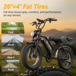 20" Fat Tire Electric Bikes for Adults, 750w Electric Dirt Bike with Full Suspension, 48V 18AH Battery Moped, 31MPH(50KM/H) Max Speed, 40-70 Miles Long Range Motorcycle Ebikes - Image 5