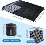 Double Sleeping Bag Flannel for Adults with 2 Pillows 2 Person Sleeping Bags Camping XXL Queen Size Two Person Sleeping Bag for Cold Weather - Image 3