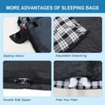Double Sleeping Bag Flannel for Adults with 2 Pillows 2 Person Sleeping Bags Camping XXL Queen Size Two Person Sleeping Bag for Cold Weather - Image 7