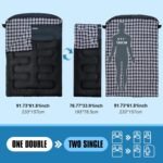 Double Sleeping Bag Flannel for Adults with 2 Pillows 2 Person Sleeping Bags Camping XXL Queen Size Two Person Sleeping Bag for Cold Weather - Image 8