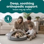 Furhaven 26" Round Orthopedic Dog Bed for Medium/Small Dogs w/ Removable Washable Cover, For Dogs Up to 30 lbs - Sherpa & Suede Snuggery - Gray, 26-inch - Image 3