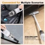 6-in-1 Lightweight Stick Vacuum Cleaner with 100W Powerful Motor, Mini Portable Household Handheld Vacuum Cleaner for Domestic Hard Floors, Carpets and Pet Hair (White Cordless with Plug) - Image 3