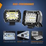 Nilight LED Light Bar 2PCS 60W 4 Inch Flood Spot Combo LED Work Light Pods Triple Row Work Driving Lamp with 12 ft Wiring Harness kit - 2 Leads - Image 4