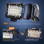Nilight LED Light Bar 2PCS 60W 4 Inch Flood Spot Combo LED Work Light Pods Triple Row Work Driving Lamp with 12 ft Wiring Harness kit - 2 Leads - Image 5