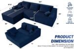 HABUTWAY 101'' Modular Sectional Sofa Cloud Couch with Deep Seat, Modern L-Shaped Convertible Couches Upholstered Couch with Chaise for Living Room Bedroom (Blue, Left-Facing Chaise) - Image 3