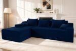 HABUTWAY 101'' Modular Sectional Sofa Cloud Couch with Deep Seat, Modern L-Shaped Convertible Couches Upholstered Couch with Chaise for Living Room Bedroom (Blue, Left-Facing Chaise) - Image 4