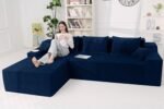 HABUTWAY 101'' Modular Sectional Sofa Cloud Couch with Deep Seat, Modern L-Shaped Convertible Couches Upholstered Couch with Chaise for Living Room Bedroom (Blue, Left-Facing Chaise) - Image 5
