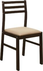 Coaster Home Furnishings 3-Piece Round Wood Dining Room Set Drop Leaf Extension Table Ladder Back Side Chairs Upholstered Seat Cushions Cappuccino and Tan 130005 - Image 6