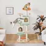 Yaheetech 57.5in Cat Tree Tower, Multi-Functional Activity Center w/Cat Paw-Shaped Platform, Scratching Posts, 2 Condos and Dangling Balls for Indoor Cats to Relax - Image 4