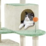 Yaheetech 57.5in Cat Tree Tower, Multi-Functional Activity Center w/Cat Paw-Shaped Platform, Scratching Posts, 2 Condos and Dangling Balls for Indoor Cats to Relax - Image 9