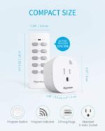 Remote Control Outlet Wireless Light Switch for Household Appliances, Expandable Remote Light Switch Kit, Up to 100 ft Range, FCC Certified, ETL Listed, White (5 Outlets + 2 Remotes) - Image 7