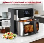 Air Fryer, 8.5QT Family Size Digital Air Fryers, BPA-Free, Smart Touchscreen with 8-Preset, Air Frying, Reheat Leftovers, Party Food, Fast Cooking, Dishwasher-Safe, Stainless Steel - Image 5