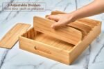 Umilife Kitchen Cabinet Organizer for Food Storage Container Lids, with Adjustable Dividers, Bamboo Drawer Caddy, Box for Kitchen Storage And Organization - Image 4