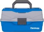 Flambeau Outdoors 6382TB 2-Tray Tackle Box - Classic Fishing Lure Storage Organizer, Medium Portable Tackle Box, 15 Tray Compartments, Blue/Gray - Image 3