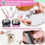 Dog Brush for Shedding 13pcs Bath Grooming Kit with Pet Nail Clipper and File - Dog Bath Brush Cat Grooming Supplies, Dematting Comb Bath Brush Shampoo Scrubber for Dogs and Cats - Image 4