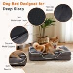 Sweetcrispy Orthopedic Dog Bed, XL Large Memory Foam Puppy Cat Bed with Washable Waterproof Removable Cover & Non-Slip Bottom for Pet Calming Sleeping (42"x32", Gery) - Image 4