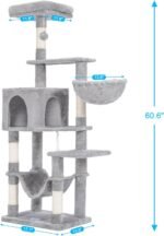Hey-brother Cat Tree with Large Hammock, Multi-Level Cat Tower for Indoor Cats, Cat Condo with Sisal-Covered Scratching Posts and Top Perch, Light Gray MPJ050W - Image 4
