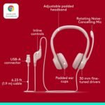 Logitech H390 Gaming Headphones, Wired Headphones with Mic, USB Headset with Microphone for PC, Noise Cancelling Microphone for Video Meetings, Music, Gaming - Rose - Image 6