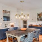 Vintage 5 Light Chandelier, Brass Dining Room Light Fixtures Over Table, Farmhouse Glass Chandelier Ceiling Light Fixture for Kitchen, Dinning, Foyer, Bathroom, Living Room - Image 3