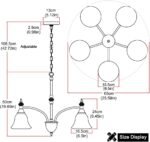 Vintage 5 Light Chandelier, Brass Dining Room Light Fixtures Over Table, Farmhouse Glass Chandelier Ceiling Light Fixture for Kitchen, Dinning, Foyer, Bathroom, Living Room - Image 5