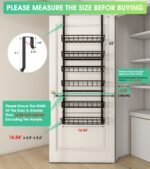 Over The Door Pantry Organizer, Pantry Storage and Organization, 6-Tier Adjustable Hanging Baskets, Metal Wall Mount Spice Rack Seasoning Shelves for Home & Kitchen, Laundry Bathroom - Black - Image 3