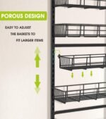 Over The Door Pantry Organizer, Pantry Storage and Organization, 6-Tier Adjustable Hanging Baskets, Metal Wall Mount Spice Rack Seasoning Shelves for Home & Kitchen, Laundry Bathroom - Black - Image 7