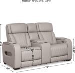 Signature Design by Ashley Boyington Contemporary Leather Match Power Reclining Loveseat with Console and USB Charging Ports, LED Lights and Adjustable Headrest, Light Gray - Image 4
