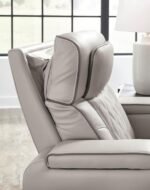 Signature Design by Ashley Boyington Contemporary Leather Match Power Reclining Loveseat with Console and USB Charging Ports, LED Lights and Adjustable Headrest, Light Gray - Image 9
