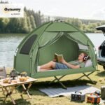 Outsunny Camping Tent Cot, Single Person Folding Cot Combo, Off-Ground Tent, Covered Outdoor Bed with Carry Bag for Hiking, Camping - Image 3