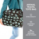 WAHL Professional Animal Travel Tote Bag with Zipper - Travel Bag - Storage Pack for Grooming Supplies - for Dog, Cat & Pet Groomers - 28.8 Inches, Turquoise Paw Print Design (#97764-300) - Image 4