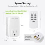 BN-LINK Mini Wireless Remote Control Outlet Switch Power Plug in for Household Appliances, Wireless Remote Light Switch, LED Light Bulbs, White (1 Remote + 3 Outlet) 1250W/10A - Image 6