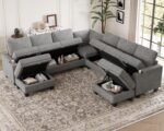 Belffin Modular Sectional Sofa Couch with Storage U Shape Convertible Corner Couches for Living Room Light Grey Couch - Image 4