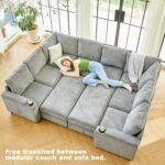 Belffin Modular Sectional Sofa Couch with Storage U Shape Convertible Corner Couches for Living Room Light Grey Couch - Image 6