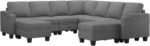 Belffin Modular Sectional Sofa Couch with Storage U Shape Convertible Corner Couches for Living Room Light Grey Couch - Image 7