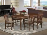 East West Furniture DONO7-MAH-C 7 Piece Dining Table Set Consist of a Rectangle Dinner Table with Butterfly Leaf and 6 Linen Fabric Dining Room Chairs, 42x78 Inch, Mahogany - Image 3
