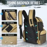 PLUSINNO Cooler Fishing Backpack with Rod Holders 45L Large Water-resistant Fishing Tackle bag Store Fishing Gear Fishing Gifts for Men Father, Sport Bags - Image 6