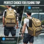 PLUSINNO Cooler Fishing Backpack with Rod Holders 45L Large Water-resistant Fishing Tackle bag Store Fishing Gear Fishing Gifts for Men Father, Sport Bags - Image 8