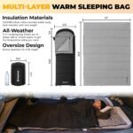 KingCamp 3-in-1 Sleeping Bag for Adults Cold & Warm Weather, XL Size for Big & Tall Individuals, Waterproof, Flannel Lining, Extra Length-Ideal for Camping & Backpacking - Image 3