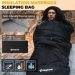 KingCamp 3-in-1 Sleeping Bag for Adults Cold & Warm Weather, XL Size for Big & Tall Individuals, Waterproof, Flannel Lining, Extra Length-Ideal for Camping & Backpacking - Image 6