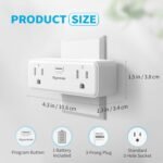 Remote Control Outlet with 2 Independent Control Sockets, Wireless Remote Light Switch Set, Remote Outlet Plug Up to 100 FT Range, FCC Certified, 15A/1875W, White (2 Outlets + 1 Remote) - Image 9
