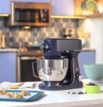 GE Tilt-Head Electric Stand Mixer | 7-Speed, 350-Watt Motor | Includes 5.3-Quart Bowl, Flat Beater, Dough Hook, Wire Whisk & Pouring Shield | Countertop Kitchen Essentials | Sapphire Blue - Image 3