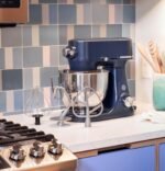 GE Tilt-Head Electric Stand Mixer | 7-Speed, 350-Watt Motor | Includes 5.3-Quart Bowl, Flat Beater, Dough Hook, Wire Whisk & Pouring Shield | Countertop Kitchen Essentials | Sapphire Blue - Image 9