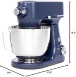 GE Tilt-Head Electric Stand Mixer | 7-Speed, 350-Watt Motor | Includes 5.3-Quart Bowl, Flat Beater, Dough Hook, Wire Whisk & Pouring Shield | Countertop Kitchen Essentials | Sapphire Blue - Image 12