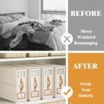 4 Pack Foldable Bed Sheets Set Organizers and Storage(King & Queen Size),Linen Fabric Closet Organizers with Window,Folding Bedding Storage Box for Bedsheets and Pillow Cube Organizer-Beige - Image 3