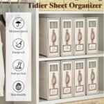 4 Pack Foldable Bed Sheets Set Organizers and Storage(King & Queen Size),Linen Fabric Closet Organizers with Window,Folding Bedding Storage Box for Bedsheets and Pillow Cube Organizer-Beige - Image 6
