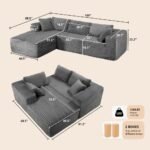 COMHOMA 105”Modular Sectional Sofa with Deep Seat,Cloud Upholstered L-Shape Couch Wide Arms Corduroy Fabric High-Density Foam Chaise Lounge for Living Room No Assembly Required - Image 3